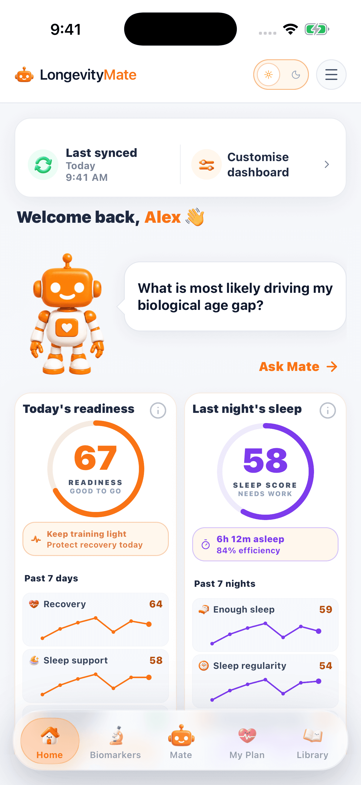LongevityMate · Dashboard