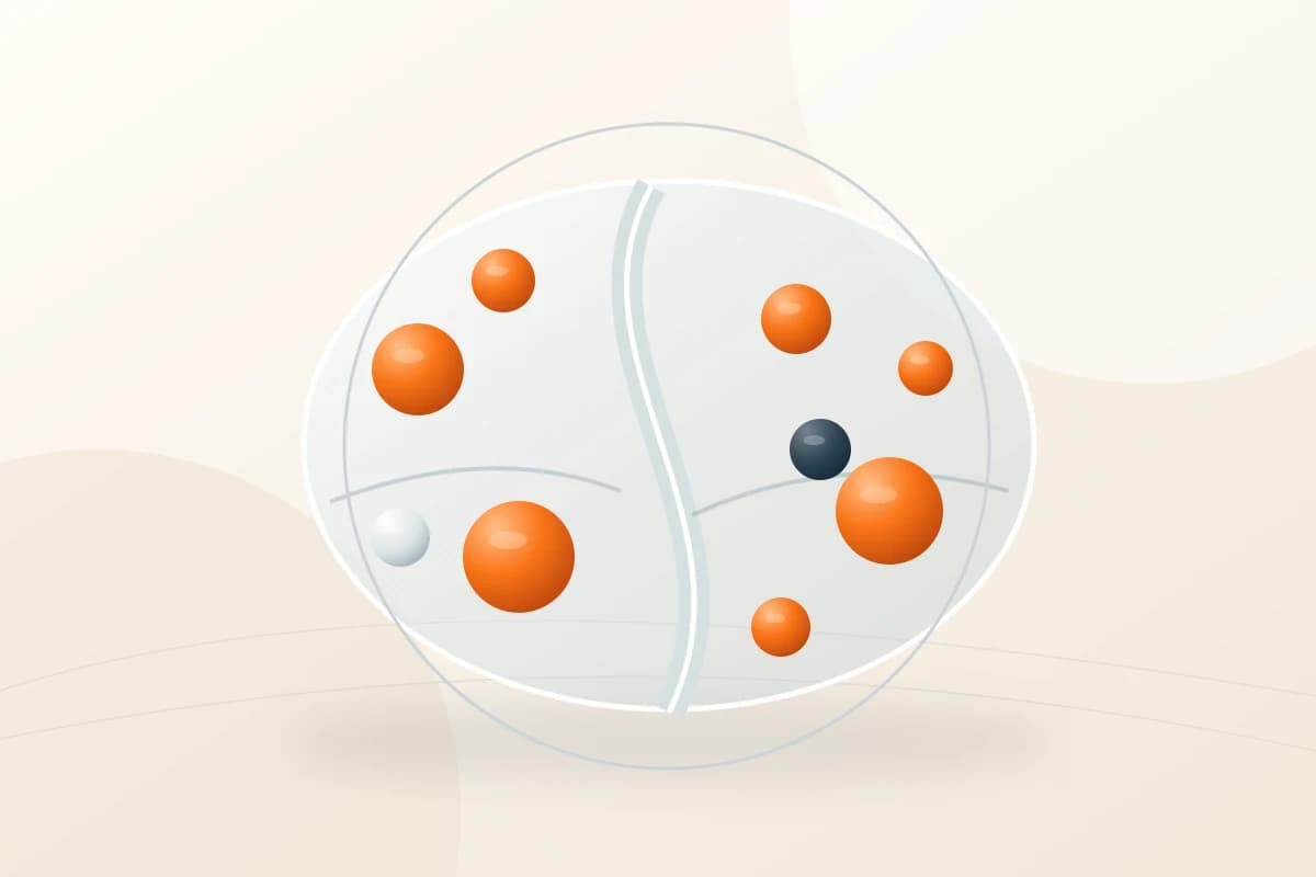 Abstract non-diagnostic scientific illustration of sodium and water balance in cream, deep slate and orange, with no embedded text