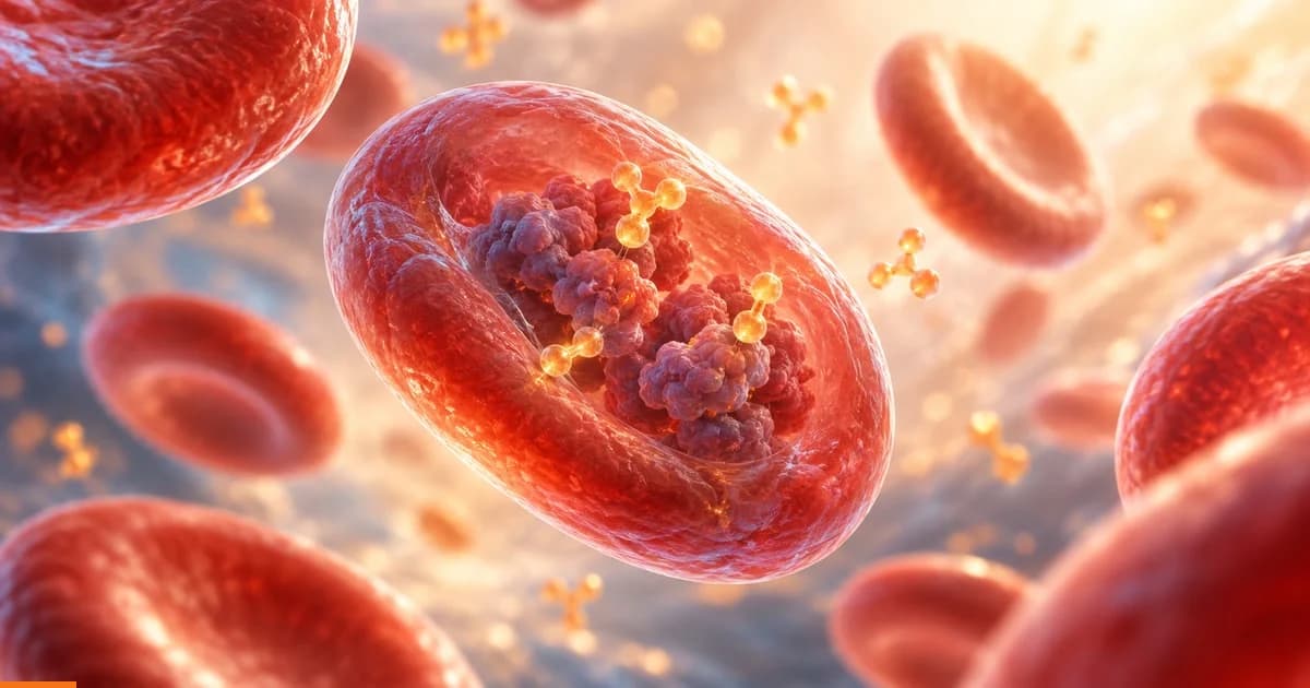Conceptual illustration of red blood cells and glucose exposure for an HbA1c result